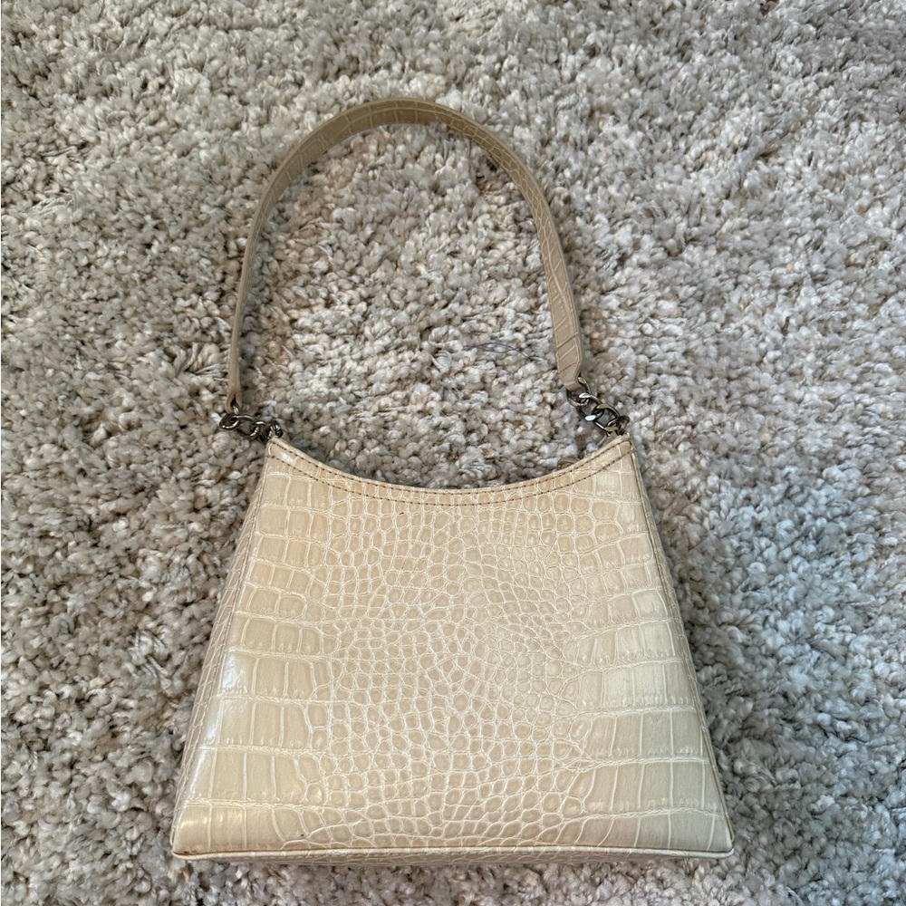 Liz Claiborne Cream Shoulder Bag with Crocodile Texture